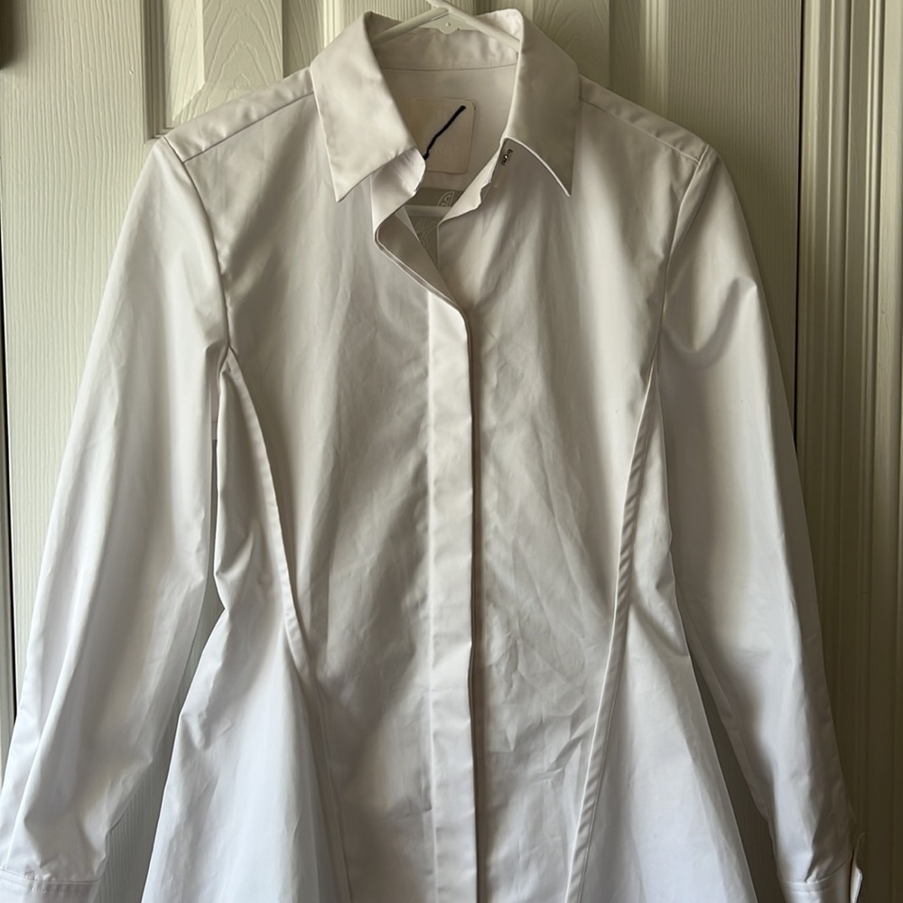 Givenchy Sheer Lace Back Long Sleeve Cotton Shirt Dress White Size 34 (US 2) - Picture 11 of 17